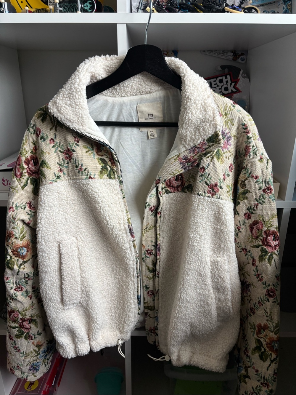 Woman’s floral and Sherpa jacket